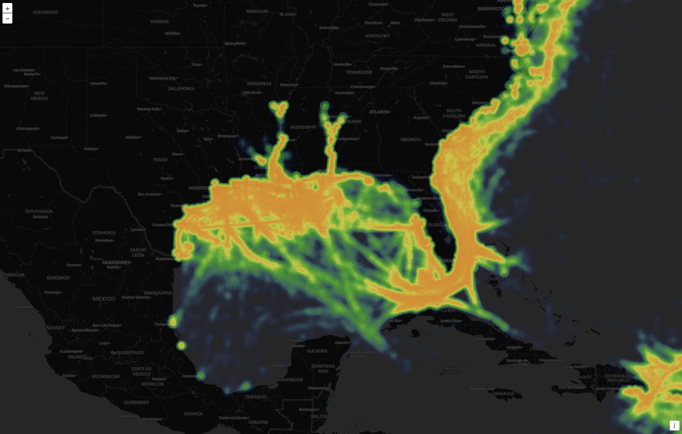 The area around the gulf is bright yellow, the centre part of the gulf being bright orange.