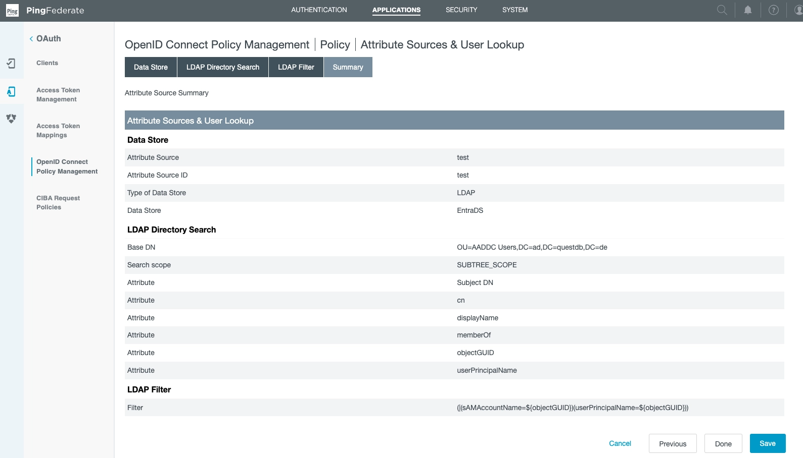 PingFederate, Add Attribute Source ui